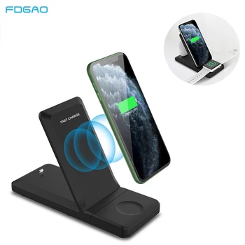 

3 In 1 Qi Wireless Charger Foldable 15W Fast Charging Pad Stand for Apple Watch 5 4 3 Airpods 2 Pro iPhone 11 Pro XS XR X 8 Plus