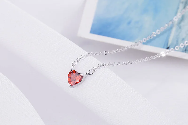 Нежное Серебро S925 пробы, микро инкрустированные цирконом, модное красное ожерелье с подвеской в виде сердца, аксессуары для одежды, ювелирные изделия из бутика