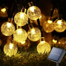 Guirlande solaire Led en cristal, Globe lumineux, éclairage d'extérieur, Patio, fête de jardin, noël, nouvel an, décoration