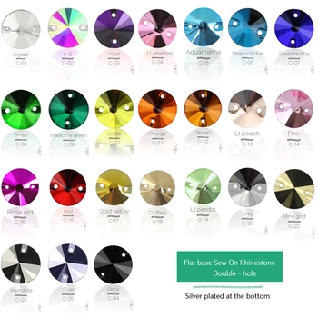 

QL Crystal Rivoli Sew On Rhinestones Flatback 2 holes round for Wedding dress DIY Clothes bags shoes accessories