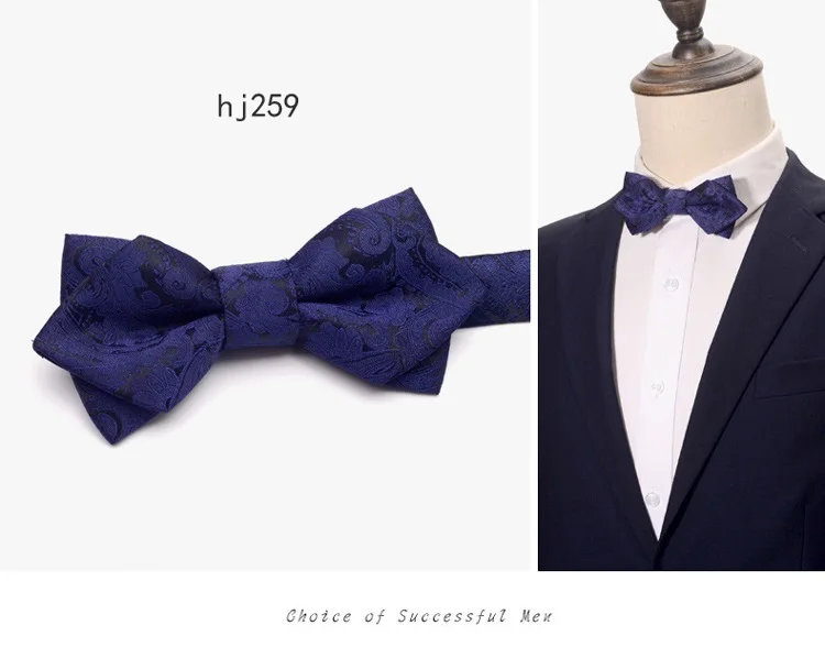 New Fashion Men's Bow Ties Wedding Double Fabric Flower Twill Bowtie Club Banquet Anniversary Butterfly Tie with Gift Box