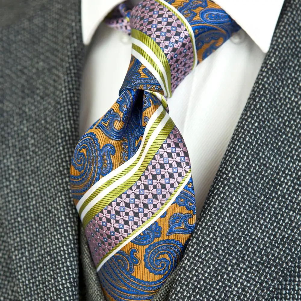 Галстук мужской с пейсли полосками 100% шелк|tie set|men necktiesnecktie tie |