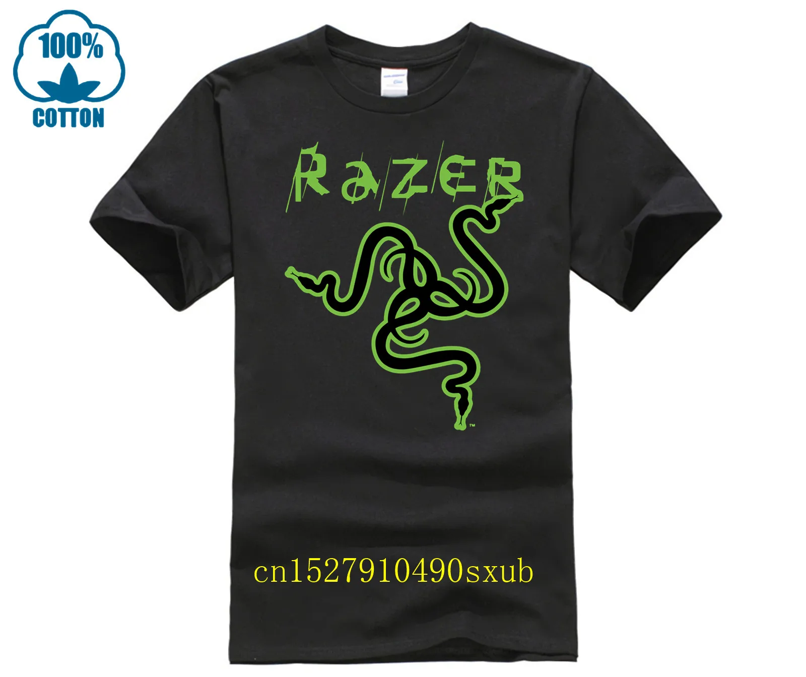 Для мужчин печати Повседневное 100% хлопковая футболка Популярные Razer змея логотип