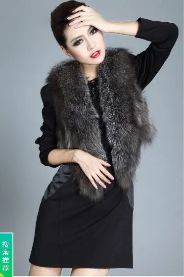 Silver fox fur Женские короткие зимние пальто из искусственного меха лисы, женские куртки из искусственного меха, жилет большого размера меховые жилетки из искусственного меха ZM7 - Цвет: Silver fox fur