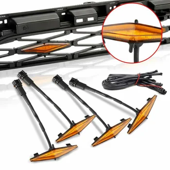 

Set Grille LED Lights Parts ABS Plastic Bulbs For Toyota 4Runner TRD Pro Grille 2014-2019 4Pcs