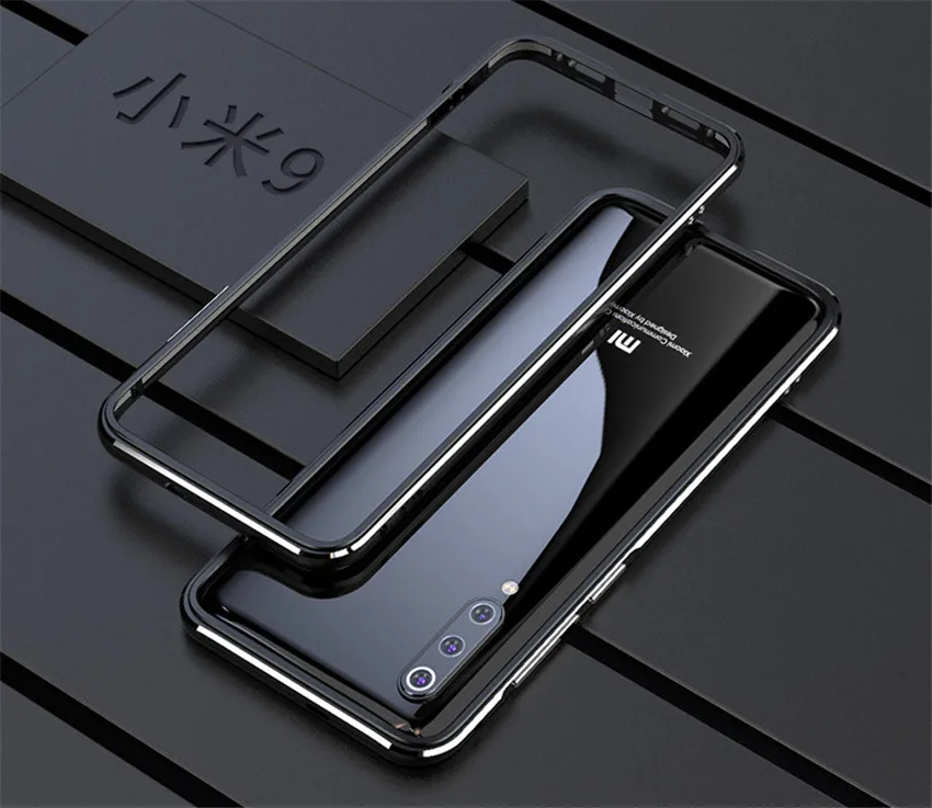 Ультра тонкая металлическая рамка для Xiaomi mi 9 чехол жесткий алюминиевый чехол бампер для Xiaomi mi 9 mi 9 Lite - Цвет: black silver