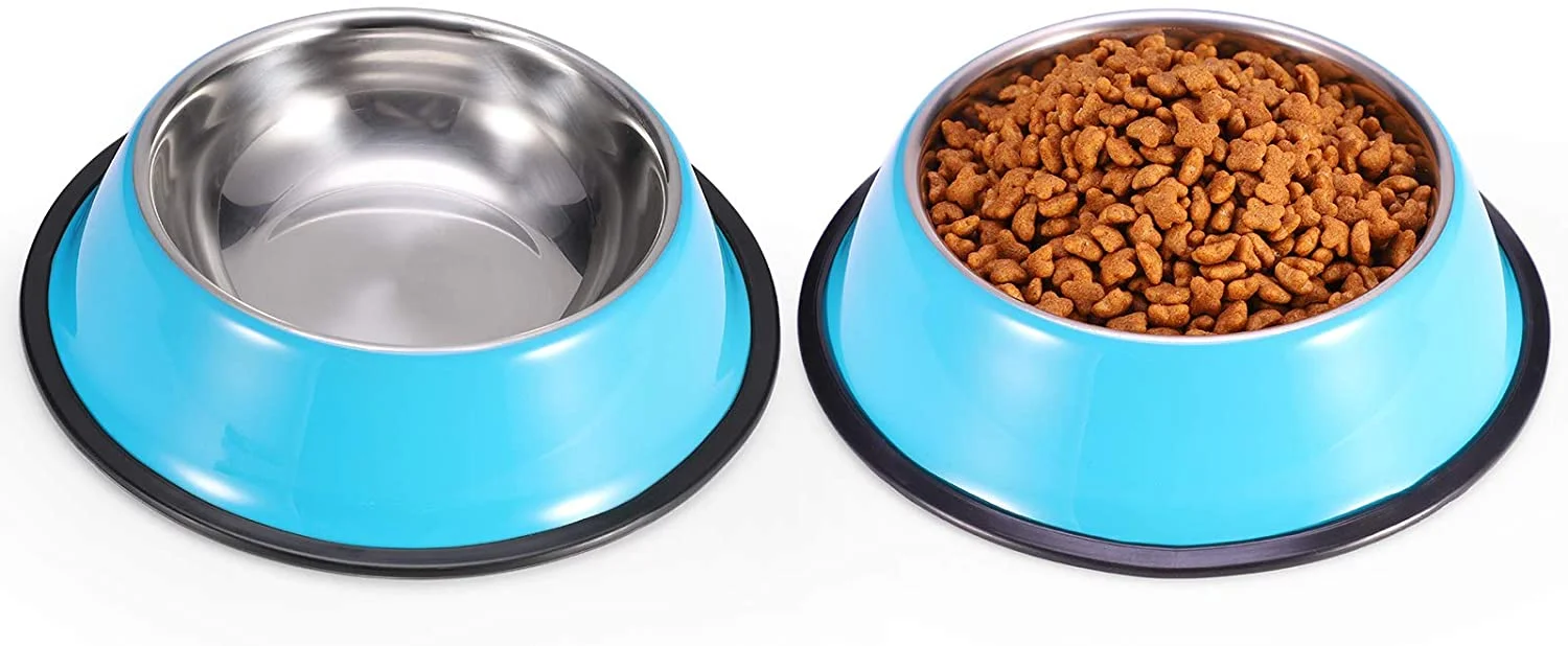 Cuenco antideslizante de acero inoxidable para perros y gatos, cuencos de alimentación duraderos anticaída para perros pequeños y medianos, Mantel Individual para mascotas