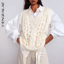 SHENGPALAE 2021 nuove donne primaverili lavorate a maglia pullover senza maniche allentato Casual da donna maglia maglione maglia femminile Chic ZA3075