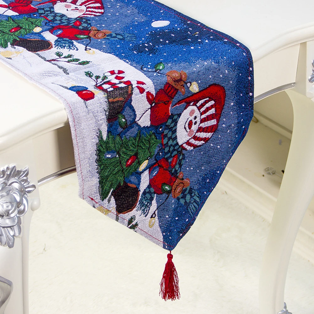 Table Runner New Fabric Christmas Table Runner Printed With Tassels Pendant Festive Holiday Dinning Table Desktop Decorations Table Runners Aliexpress