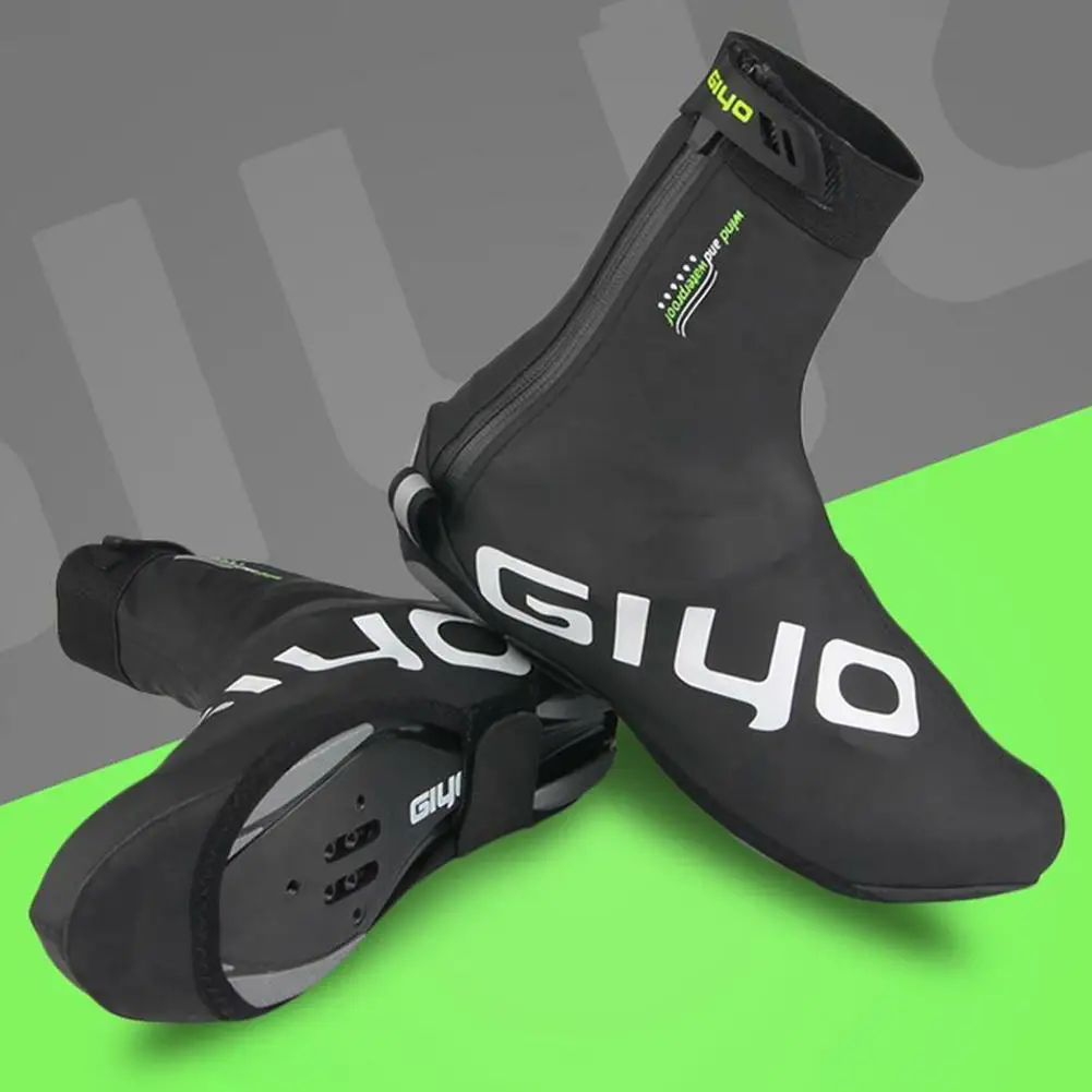 

Winter Road Bike Shoe Cover Protector Waterproof Windproof Fleece Warm Cycling Lock Shoes Cover Reflective Bicycle Overshoes