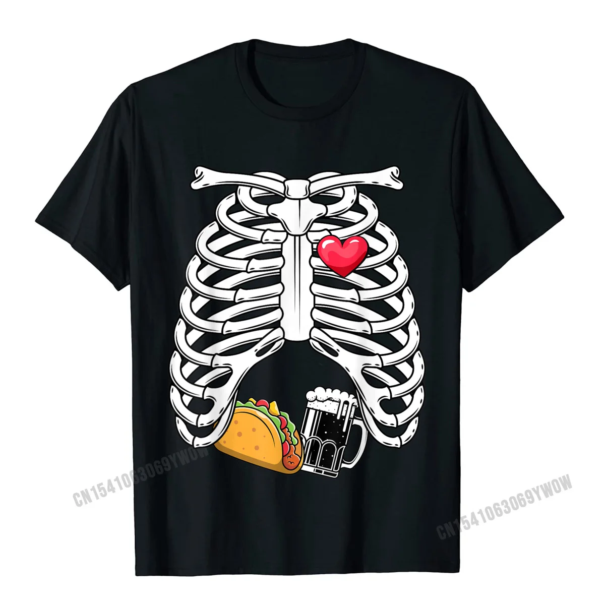 Gift NEW YEAR DAY Pure Cotton O-Neck Tops Tees Short Sleeve Group Top T-shirts Funky Family T-Shirt Top Quality Skeleton Pregnancy Tacos Beer Xray Funny Halloween Soon Dad T-Shirt__729 black
