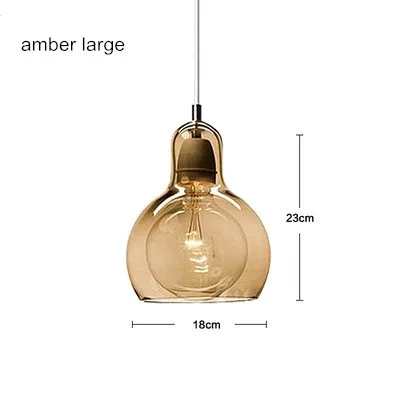 amber large Современный подвесной светильник для кухни, большая лампочка, абажур, стеклянный подвесной светильник для кафе, Домашний Светильник, Светильники для бара, Подвесная лампа - Цвет корпуса: amber large