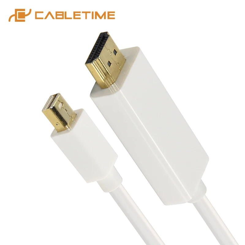 Cabletime Mini DisplayPort в HDMI кабель дисплейный порт MiniDP типа папа Мужской 1080P адаптер для