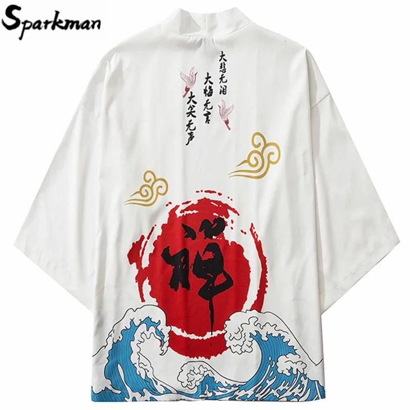 Японское кимоно куртка Kanji Chinese Zen буддистское Харадзюку 2020 хип хоп мужская