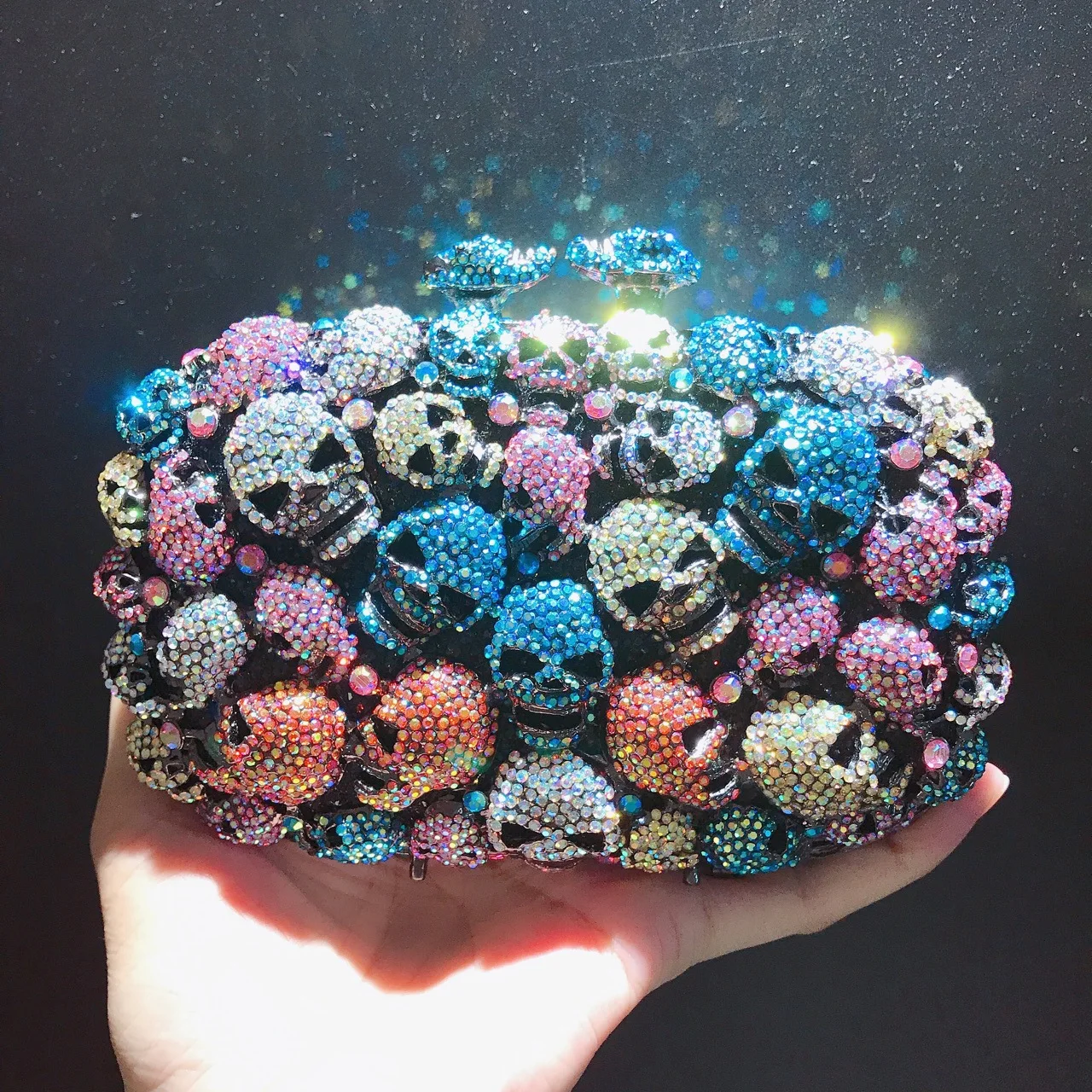 XIYUAN Skull Women Colorful Evening Bags Purses and Handbags Hollow Out Wedding Floral Clutch Bags Bridal Diamond Shoulder Bag