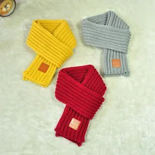 Fashion Children Knitted Scarf Solid Color Thicken Winter Keep Warm Kids Boys Girls Neck Scarves BMF88