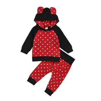 

Baby Girl Clothes Outfits Long Sleeve Polka Dot Hoodie Sweatshirt Pants Casual Costume Set