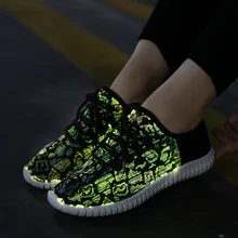 Лето обувь Для мужчин светодиодный свет обувь дышащая USB Зарядное устройство светящаяся обувь для мальчиков, Сникеры Повседневное модная блузка на бретельках, Клубные вечерние Хо Для мужчин s D20