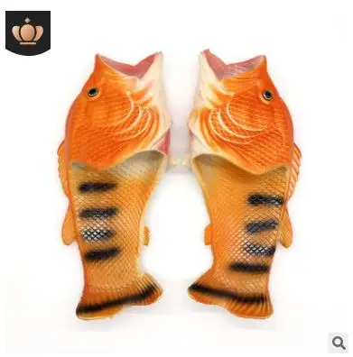 Orange fish Пляжная обувь для мужчин и женщин; коллекция года; сезон лето; модные тапочки травяные Тапочки для пар; уличные вьетнамки для мужчин - Цвет: Orange fish
