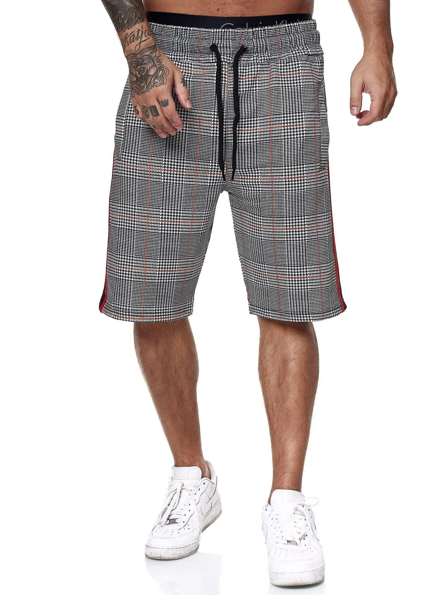 Men's Summer Shorts Size Stripe Plaid Fashion Shorts Men Drawstring Casual Shorts Summer Trousers Brand High Quality Polyester casual shorts