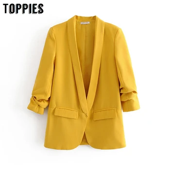 

2020 Spring Thin Blazer Women Suits Candy Color Leisure Cardigan Jacket Coat Ladies Oversized Blazer