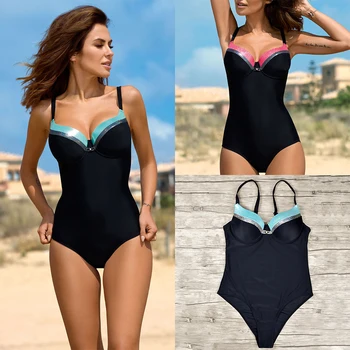 

Europe Sexy One Piece Swimsuit Plus Size Swimwear Women Push Up Bathing Suits Beachwear Backless Swim Wear M~2XL