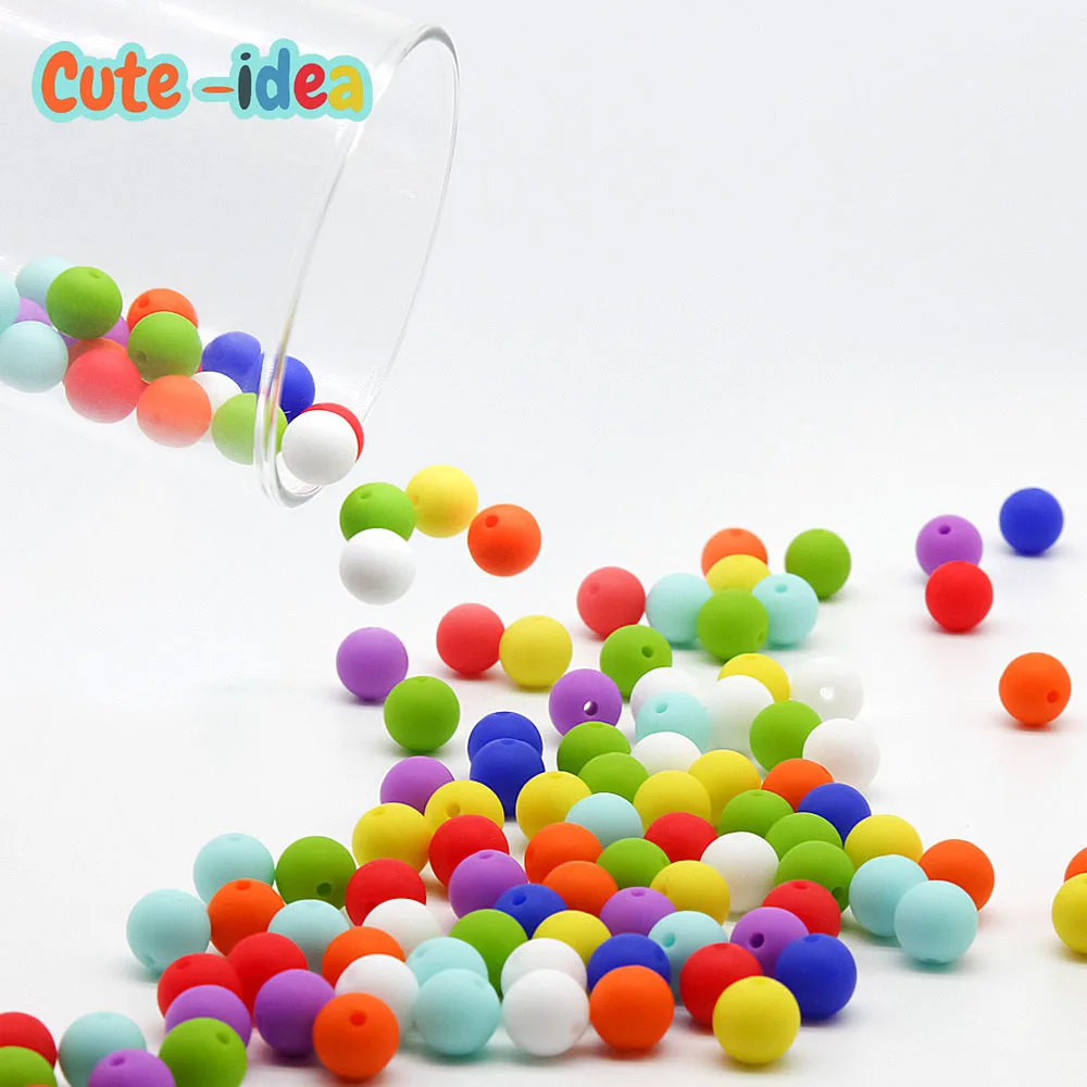 Cute-idea 50pcs 9mm Silicone Round Beads Pearl Food Grade Baby Teething Beads Nursing Teether Toy diy baby goods Pacifier Chain