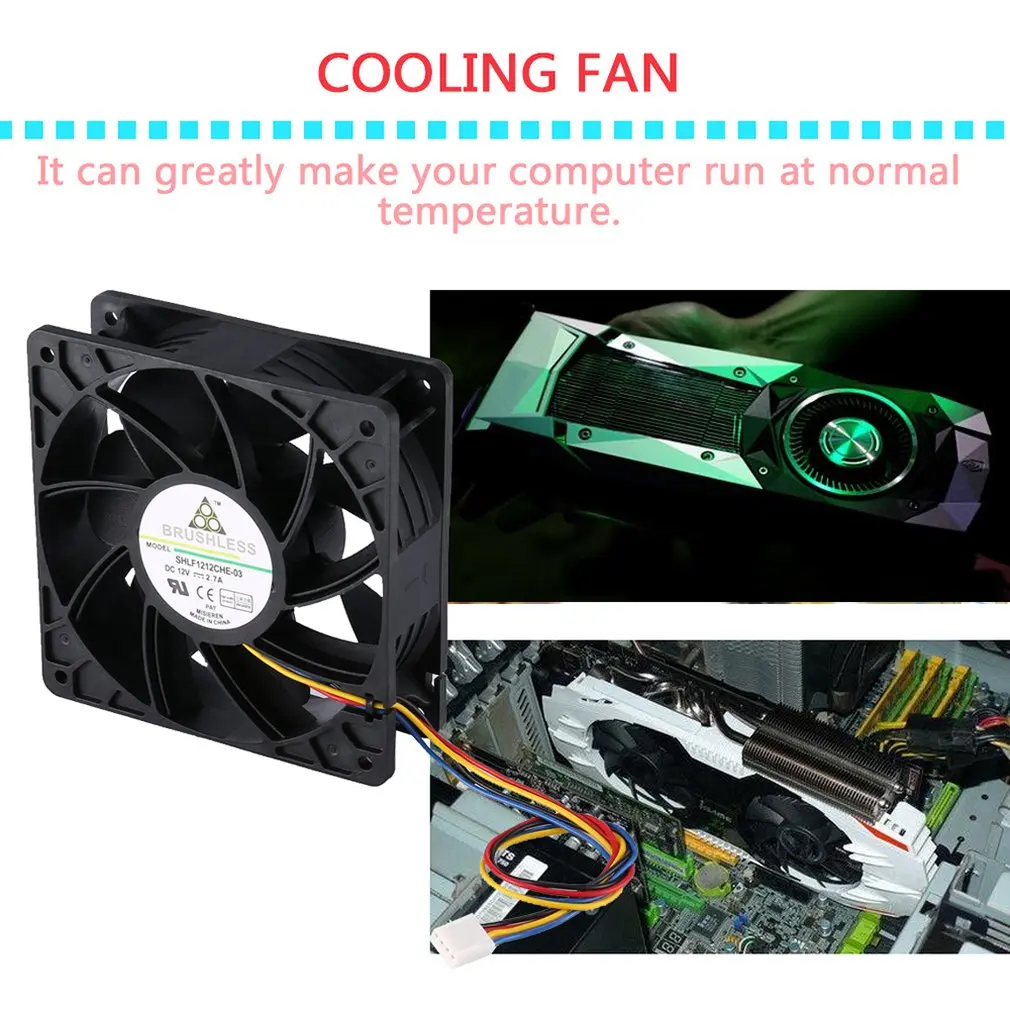 7500RPM DC12V 5.0A Miner Cooling Fan For Antminer Bitmain S7 S9 4-Pin Connector Brushless Replacement Cooler Low Noise