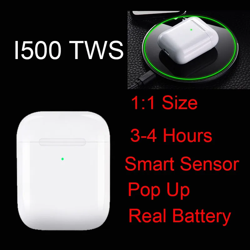 

i500 tws 1:1 Original Bluetooth Earphone 3-4 Hour Smart Sensor Wireless Charging Headphone Pop-up Earbuds Stereo Headset PK I200