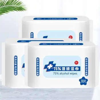 

30Sheets/Bag Disposable Disinfection Antibacterial Alcohol Wet Wipe Paper Tissue
