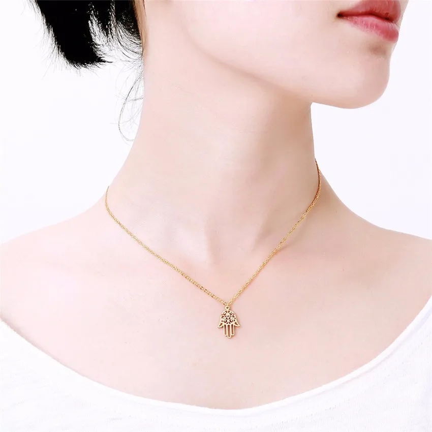 

Double-Sided Polishing Stainless Steel Ornament ha sa mu Palm Titanium Steel Pendant Fatima Hands Stainless Steel Necklaces