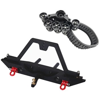 

4Pcs Upgrade Track Wheels Spare Parts with Rear Bumper Bull Bar and Spare Tire Rack/LED Lights