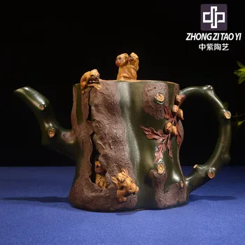 

In Purple Yixing Imitate Old Kettle Old Dark-red Enameled Pottery Teapot Taiwan Backflow One Factory The Cultural Revolution