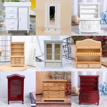 

1PC DIY Miniatures Closet Hanging TV Book Cake Bedside Table Cabinet Shelf Legs Cupboard Model Dollhouse Furniture Toys