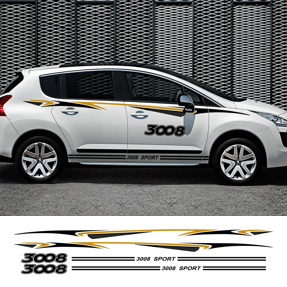 2 шт. автомобильные наклейки для peugeot 2008 3008 Авто боковые наклейки на юбку стильные спортивные водонепроницаемые виниловые DIY аксессуары для стайлинга автомобиля