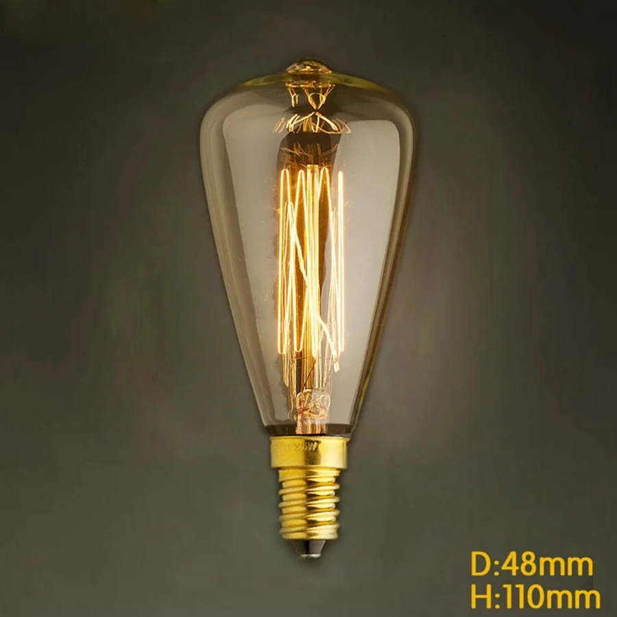 E14 Base ST48 Hot Sale High Quality Retro Incandescent Light Lamp Bulb