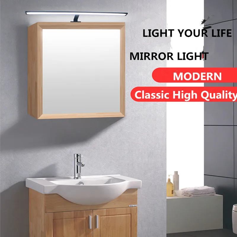 

Mirror cabinet light led headlight toilet toilet black and white Nordic bathroom mirror cabinet special makeup mirror light