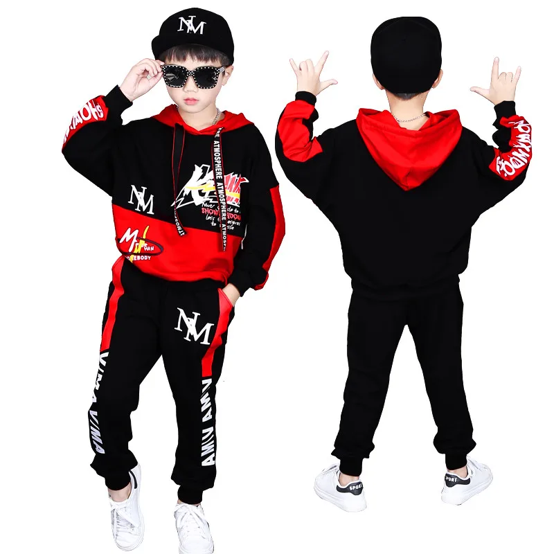 Autumn Spring Kids Clothes Boys 6 7 8 9 10 11 12 13 14 Years Boys Clothing Set Sports Suit Boys Hooded Jacket And Pants Outfits (8)