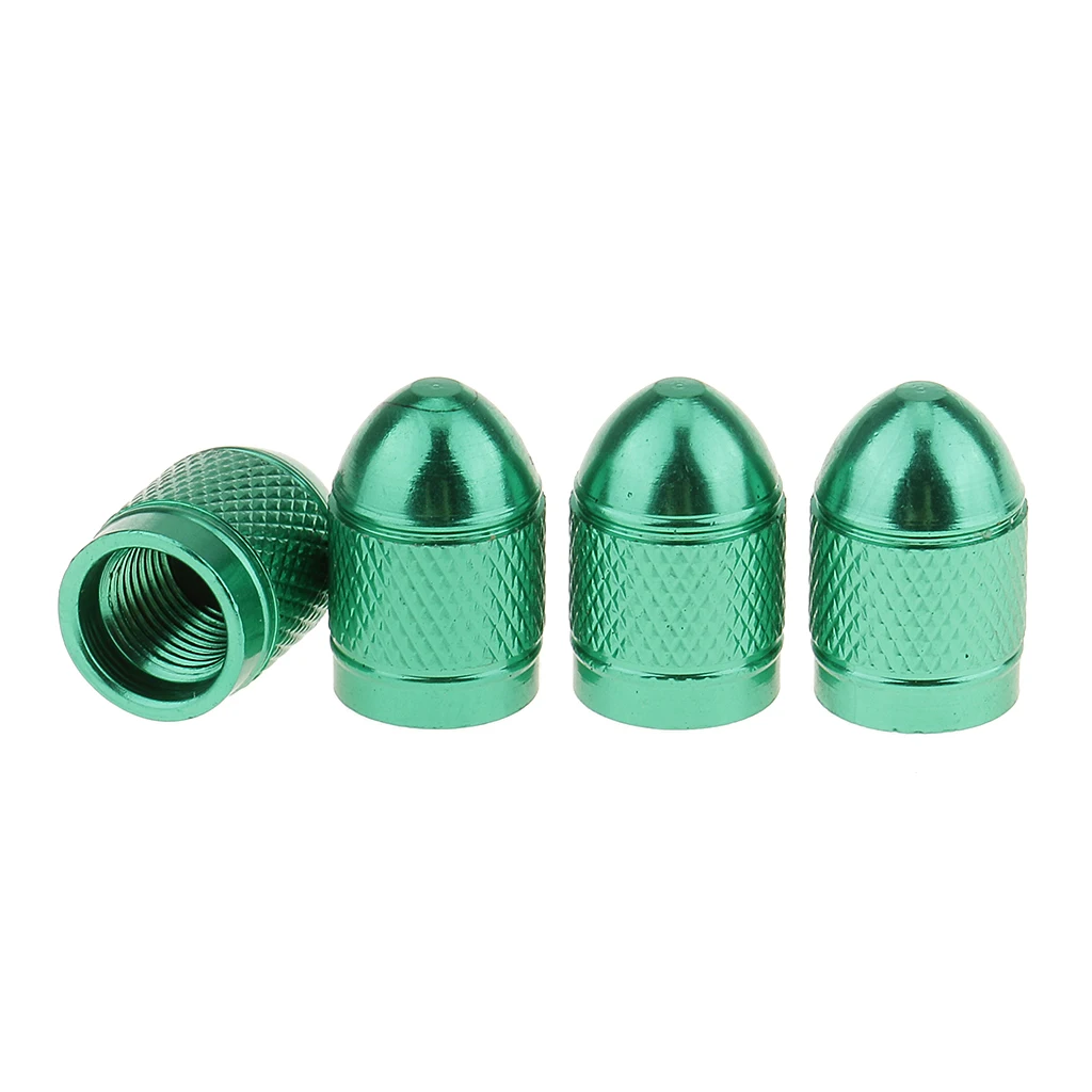 4x Aluminum  Style Rim Valve/Wheel Air Port Cover Stems Caps Green