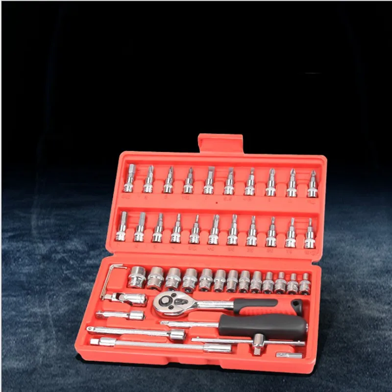1/4 Small Flying 46 Pieces Set Small Fast Ratchet Sleeve 6.3mm Auto Repair Sleeve Auto Protection Tool Set Hardware