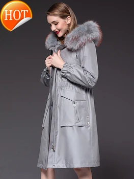 Billig Winter 2020 Neue Stil Kleidung überwindet Weibliche Kaninchen Haar Liner Hund Pelz Kragen Medium Länge Knick Anzug Dünner Mantel