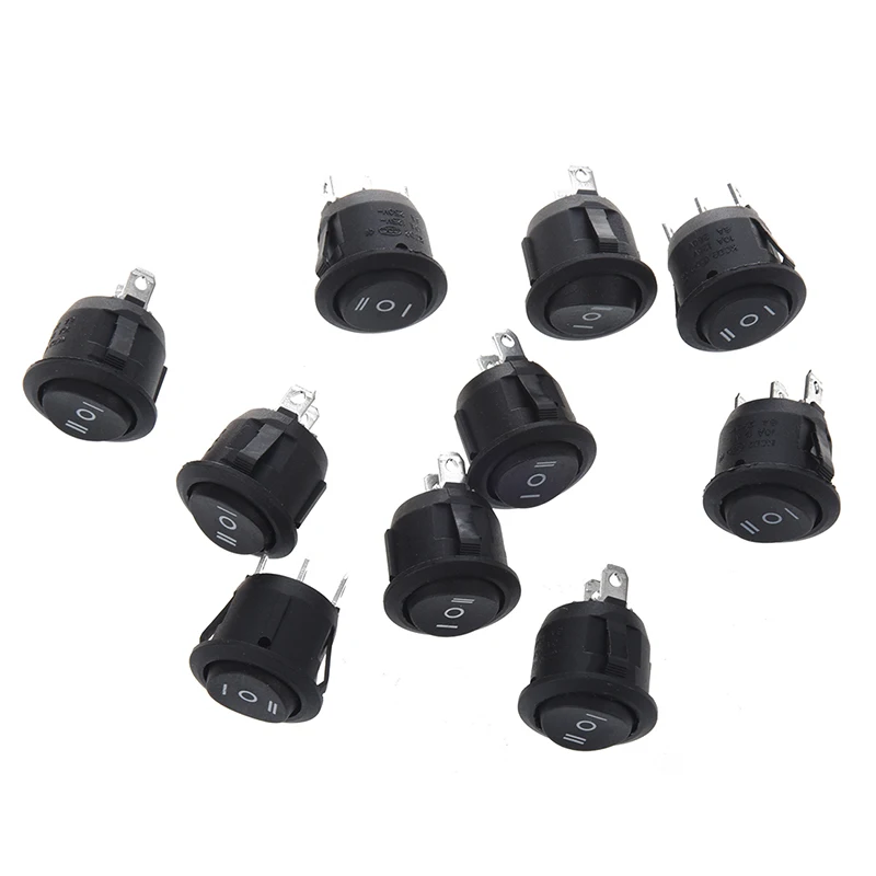 

Hot Sale 10 Pcs x ON/OFF/ON 3 Position SPDT Round Boat Rocker Switch 6A/250V 10A/125V AC