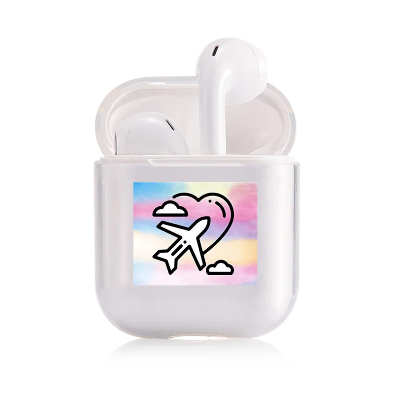 Жесткий мультфильм милые наушники чехол для Apple airpods 1 чехол PC роскошный защитный чехол прозрачный Air Pods чехол для Airpods 2 - Цвет: I300219