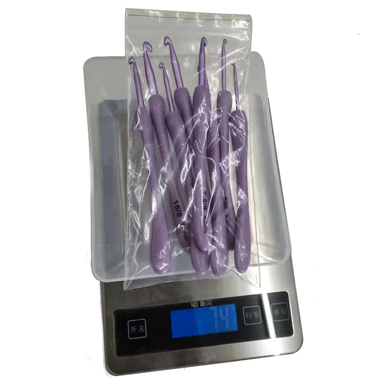 8PCS Fashion Purple Crochet Hooks Set Plastic Handle Knitting Needles for Hats Sweaters Socks Scarves Weaving
