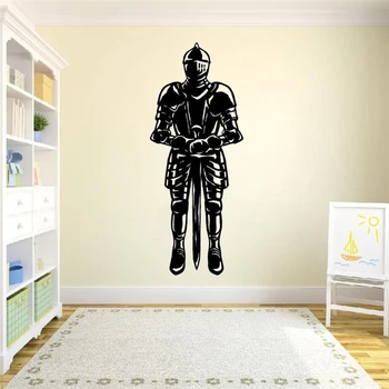 

Knight Vinyl Wall Decal for kids Bedroom decoration Middle Ages Medieval Warrior Boy Room Son Gift Stickers Mural decor HQ486