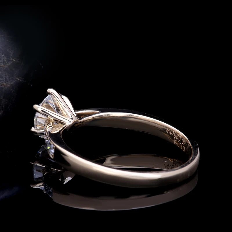 AEAW 6,5 мм 1.0ct круглая огранка 10 к 14 к желтое золото Муассанит кольцо половина полная вечность размеры оригинальные ослепительные женские ювелирные изделия