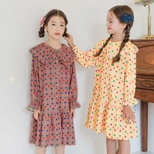 Осеннее платье для девочек; Новинка года; детская одежда; платья для девочек-подростков; Модное детское платье для маленьких детей; одежда желтого и розового цвета