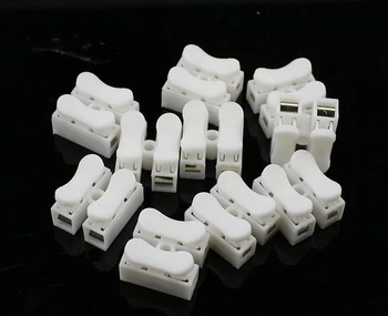 

10pcs/bag Spring Wire Quick Connector 250V 2P Splice Clamp Terminal Cable Block 2 Way Easy Fit for led strip CH-2