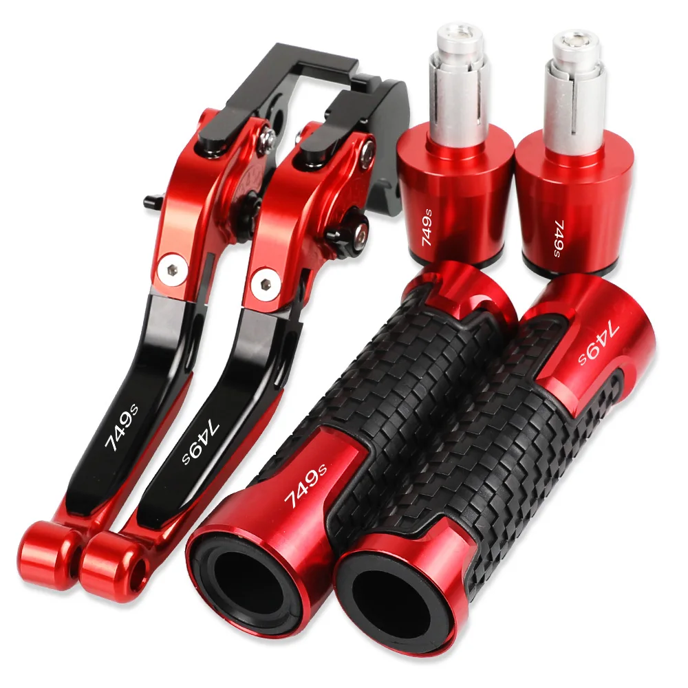 

749S Motorcycle Aluminum adjustable Brake Clutch Levers Handlebar Hand Grips ends For DUCATI 749S 2003 2004 2005 2006