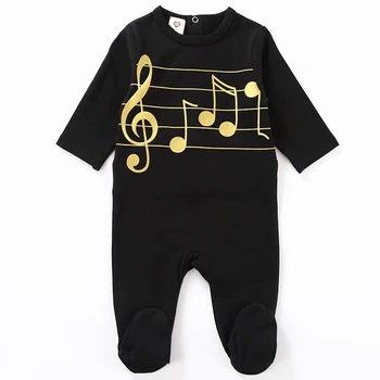 

Baby bodysuit pyjamas kids clothes long sleeves children clothing black baby overalls gold music boy girls clothes baby pajamas